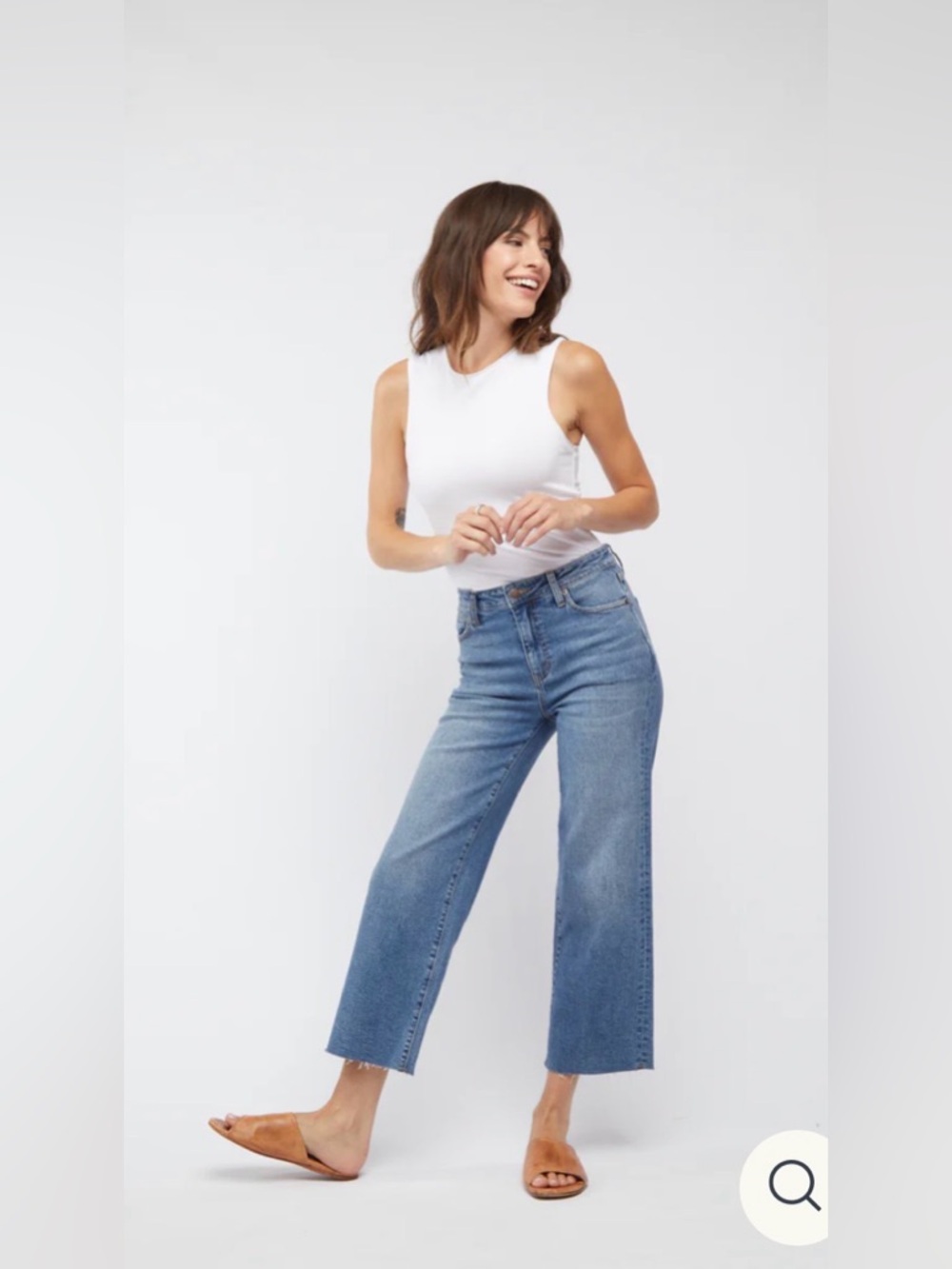 Oliver Logan Aberdeen Wide Leg Crop Jeans Size 26 High Rise Cropped Sustainable
